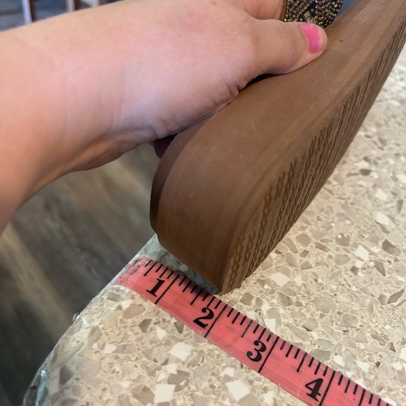 Yellow box Flatform Sandal Brown Bejeweled size 8 Leather upper - Picture 8 of 11